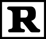 Letter R black with white background